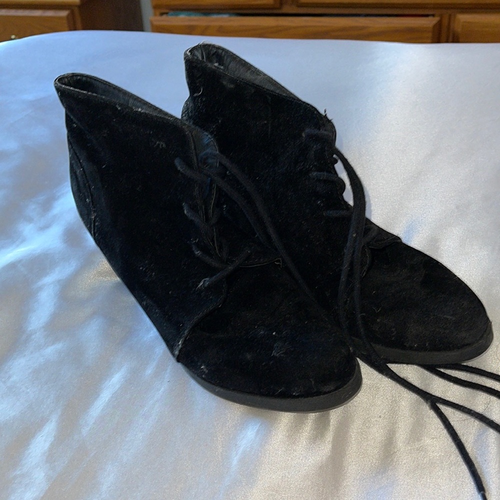 Black wedge booties